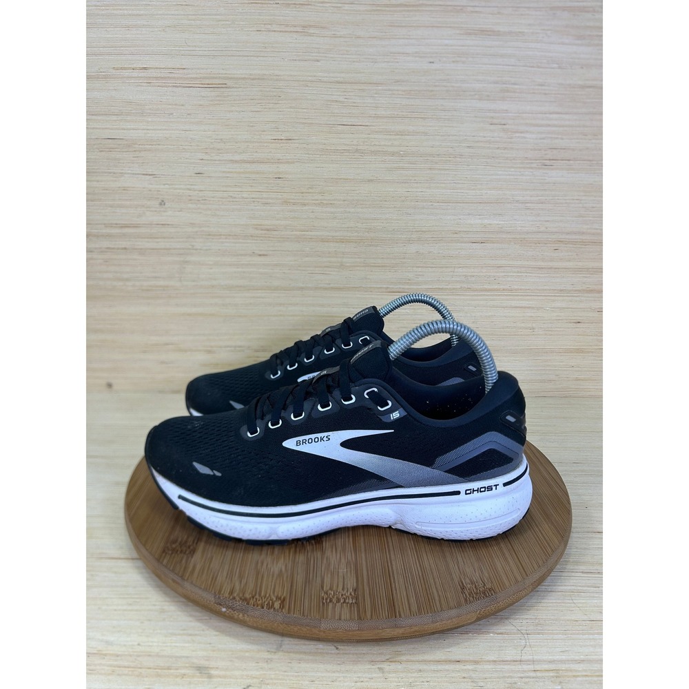 Brooks Ghost 15 Running Shoes Black White 1203801B012 Womens Size 7.5